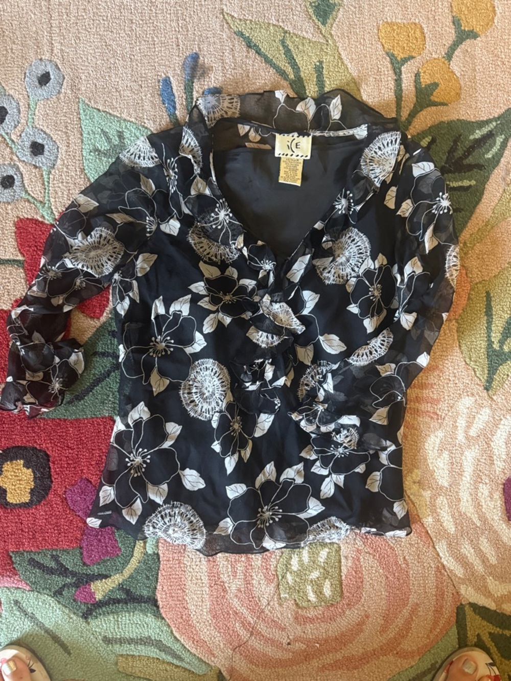 Black Floral vintage 90s ICE Blouse